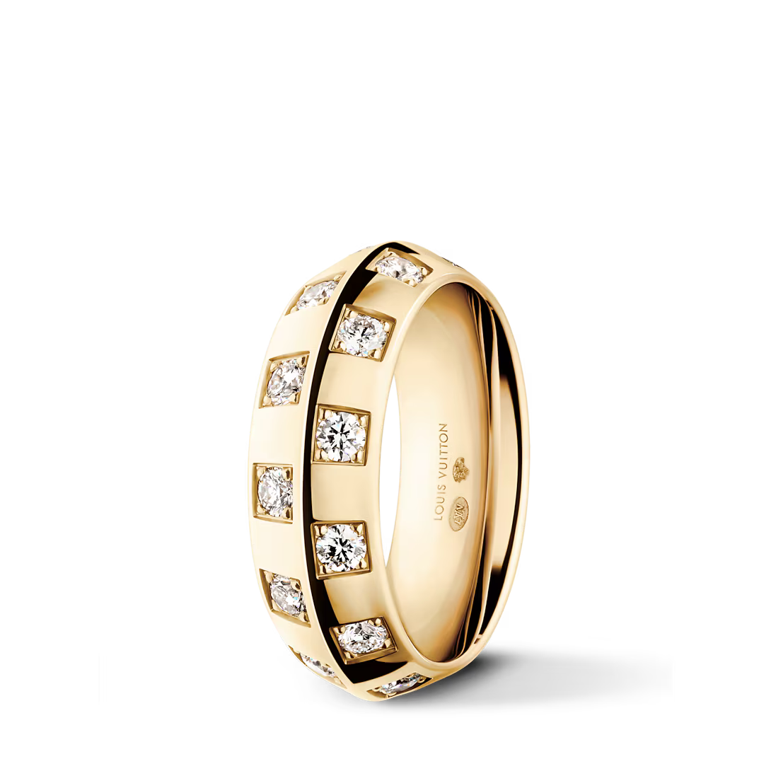 Le Damier Large Ring – Yellow Gold & Diamonds