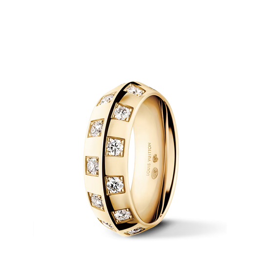 Le Damier Large Ring – Yellow Gold & Diamonds