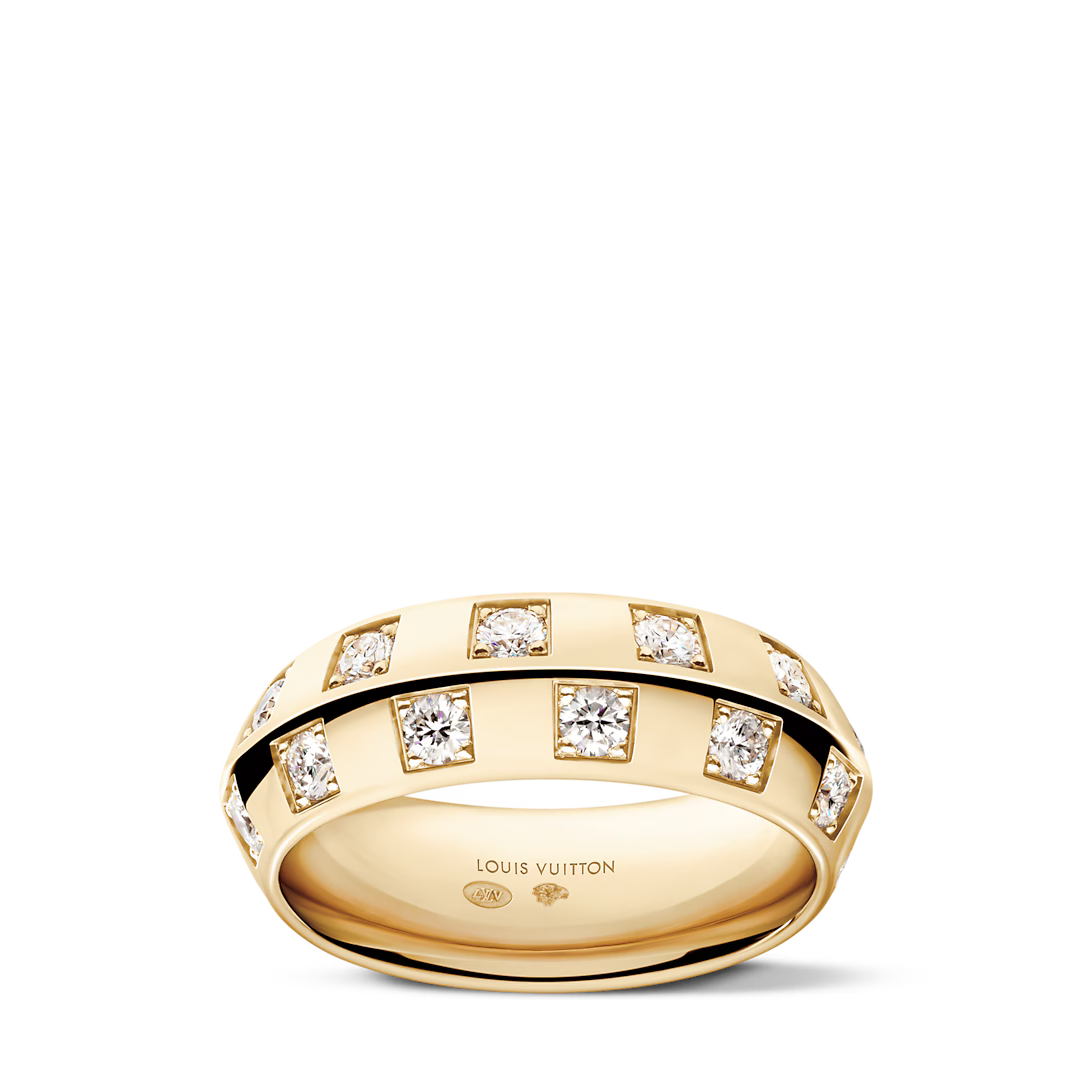 Le Damier Large Ring – Yellow Gold & Diamonds