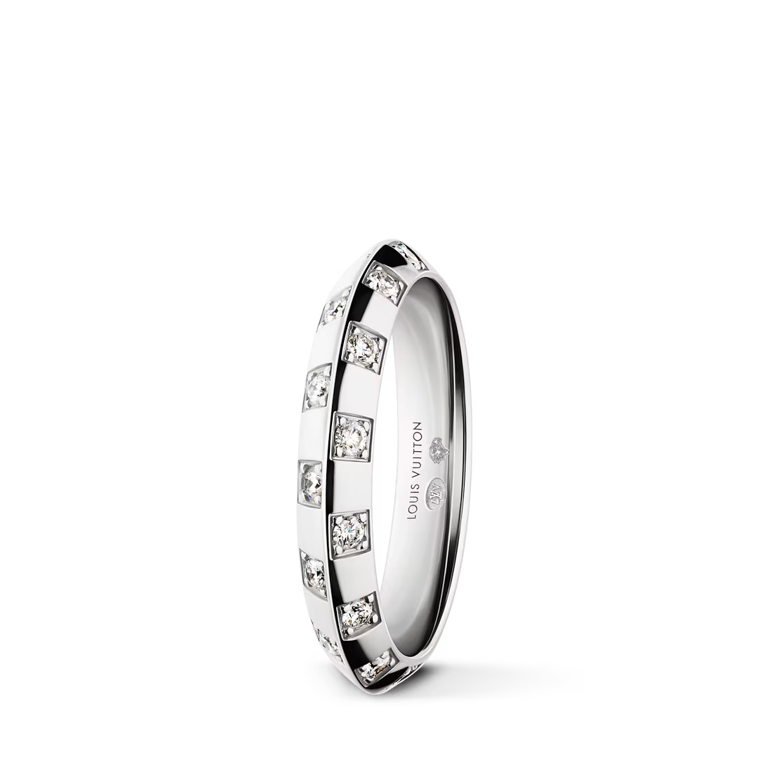 Le Damier Small Ring – White Gold & Diamonds